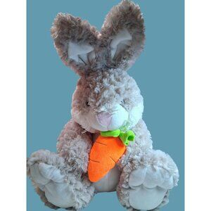 Large Soft Plush Gray Bunny Carrot Toy For Kids 22" Stuffed Animal Cuddly Easter